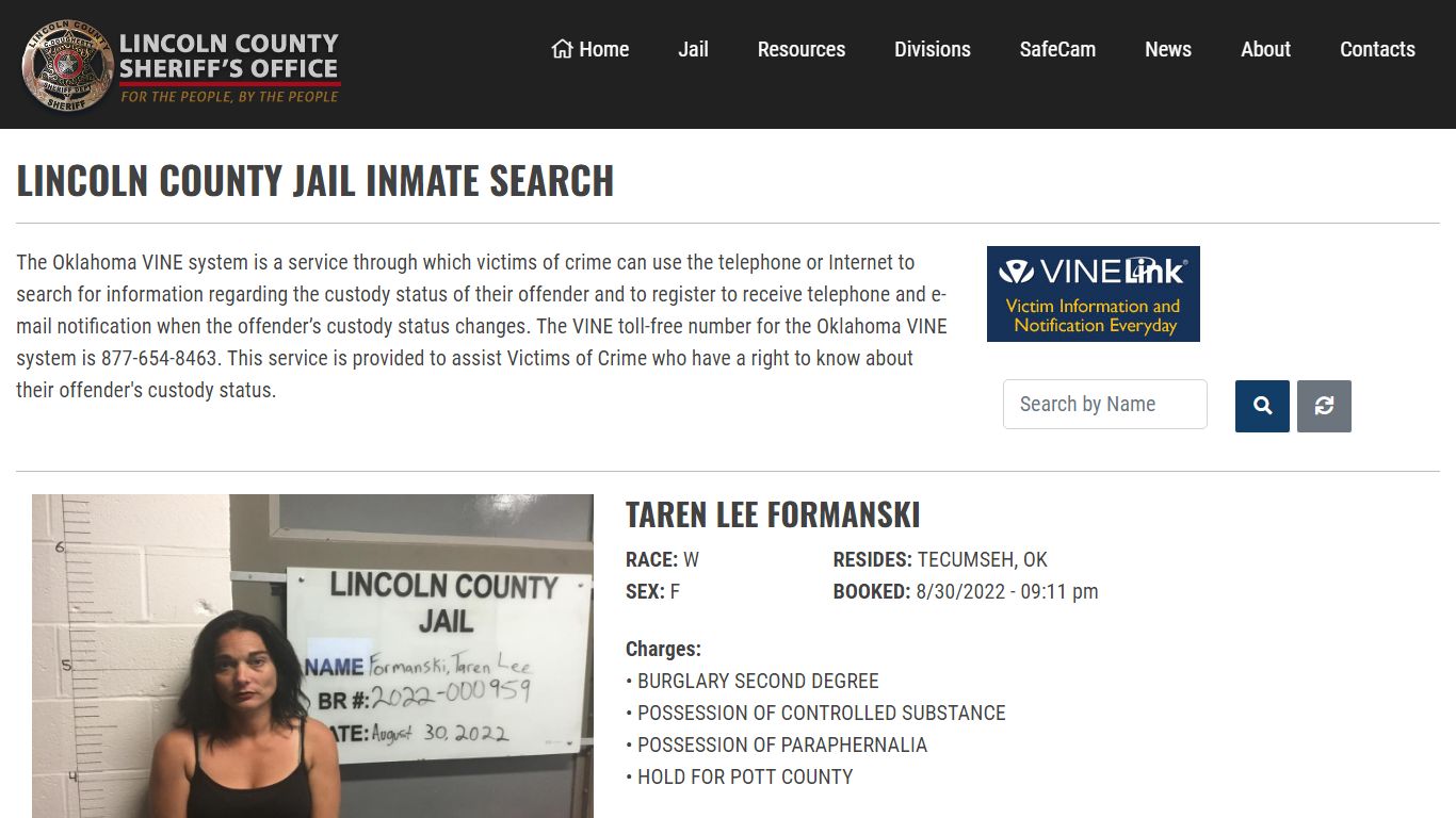 Inmate Search - Lincoln County Sheriff's Office