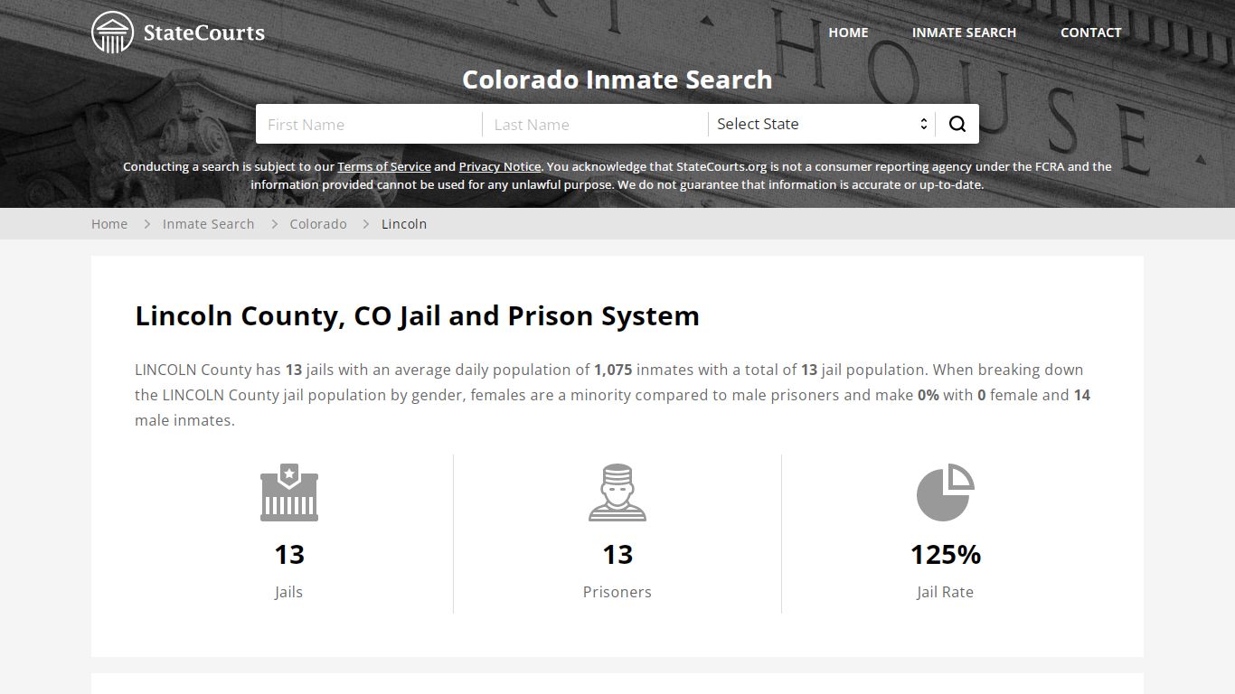 Lincoln County, CO Inmate Search - StateCourts